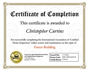 Green building certificate