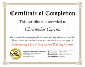 Performing roof inspection training course